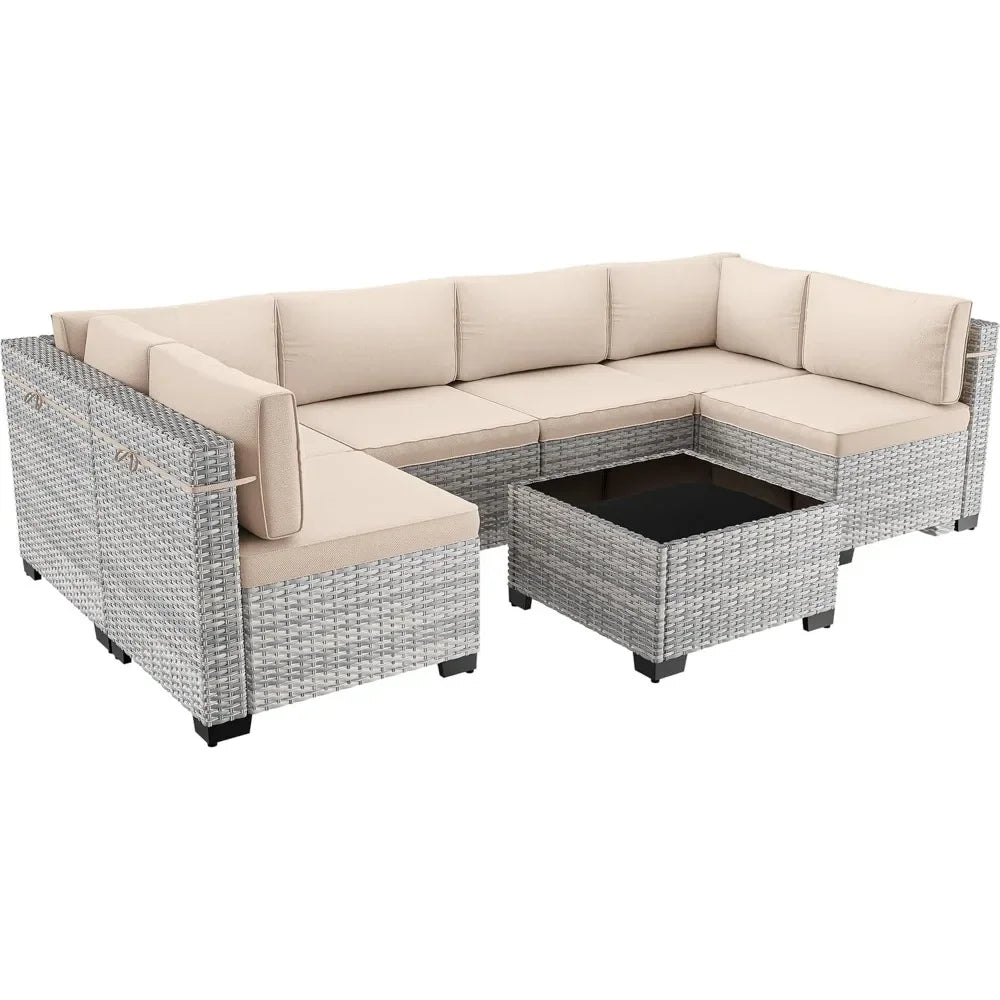 7-Piece Outdoor Sectional Patio Furniture Set with Thick Cushions