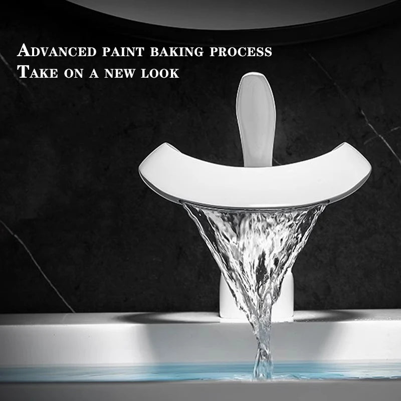 Waterfall Bathroom Basin Faucet Deck Mounted Brass Mixer Tap