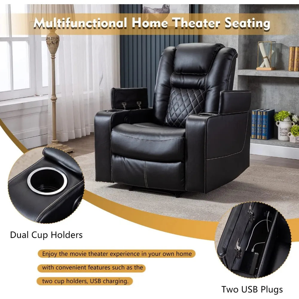 Electric Power Recliner Chair with USB Ports and Cup Holders
