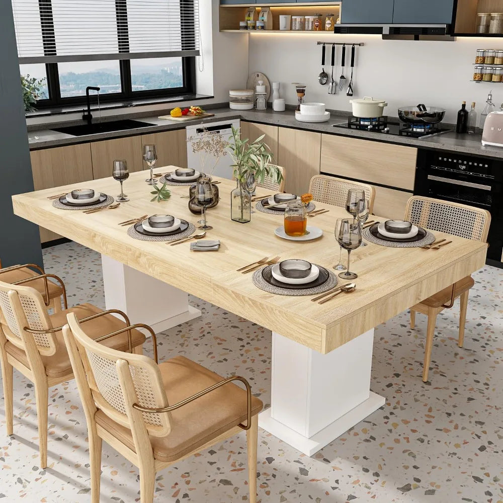 Modern 78.7 Inch Rectangular Dining Table for 8 to 10 People