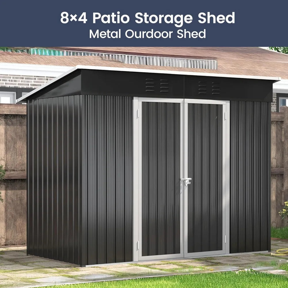Outdoor Metal Storage Shed 8x4 FT for Yard and Patio Use