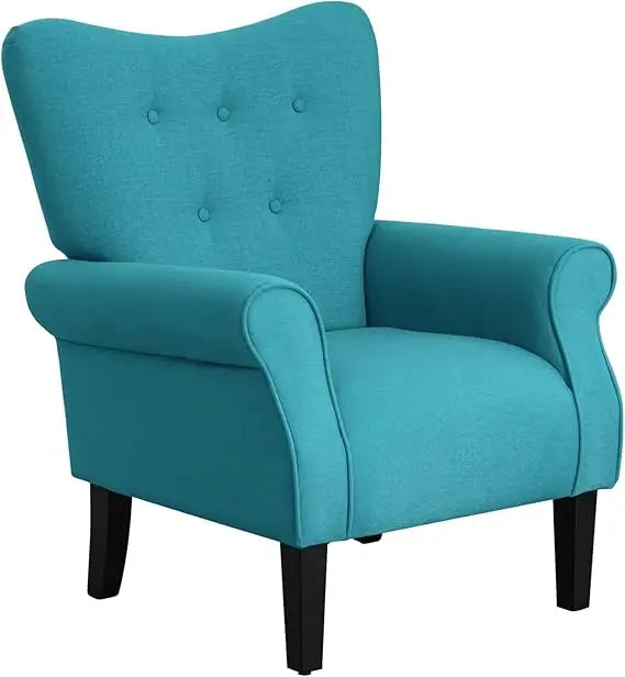Mid Century Modern Wingback Arm Chair with Wood Legs