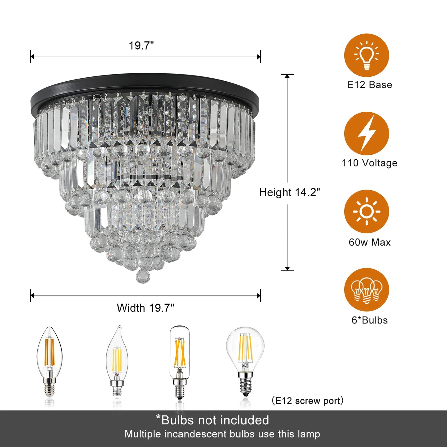 Luxury K9 Crystal Black Chandelier Ceiling Light Fixture