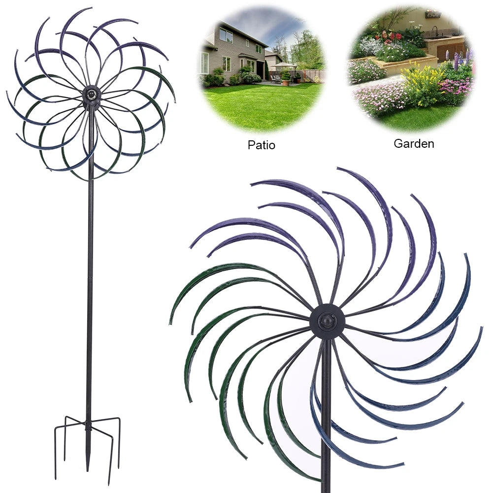 Double-Layer Metal Windmill Ornament for Garden Decoration