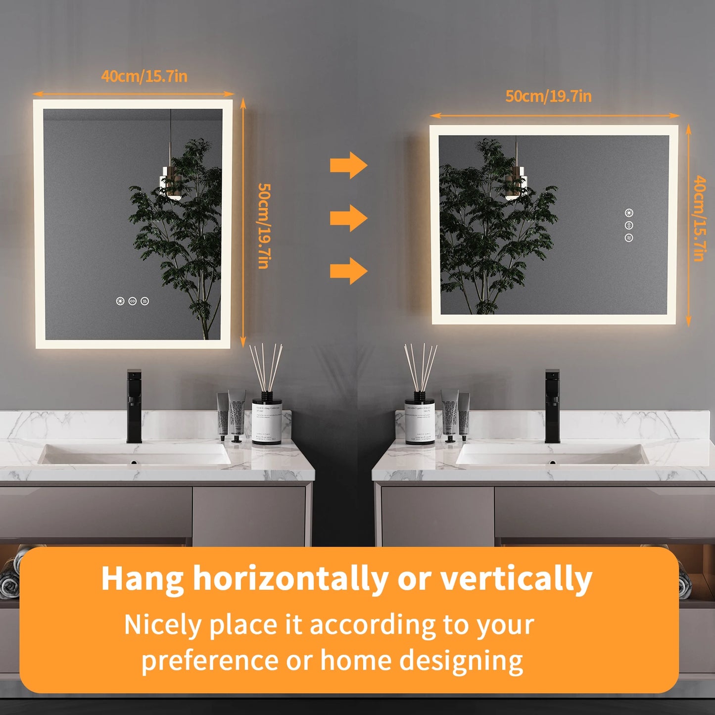 LED Lighted Anti-Fog Bathroom Mirror with Smart Touch 16x20 Inch