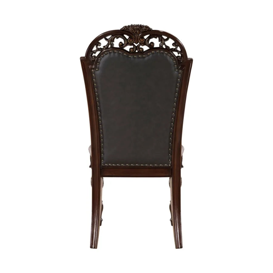 Elegant Button Tufted Faux Leather Dining Chairs Set of 2
