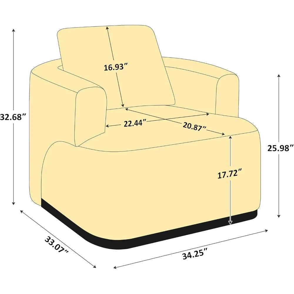 Modern Oversized Boucle Accent Chair with Throw Pillow