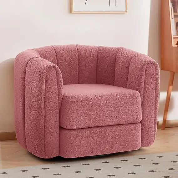Comfy Green Swivel Accent Chair with Teddy Upholstery