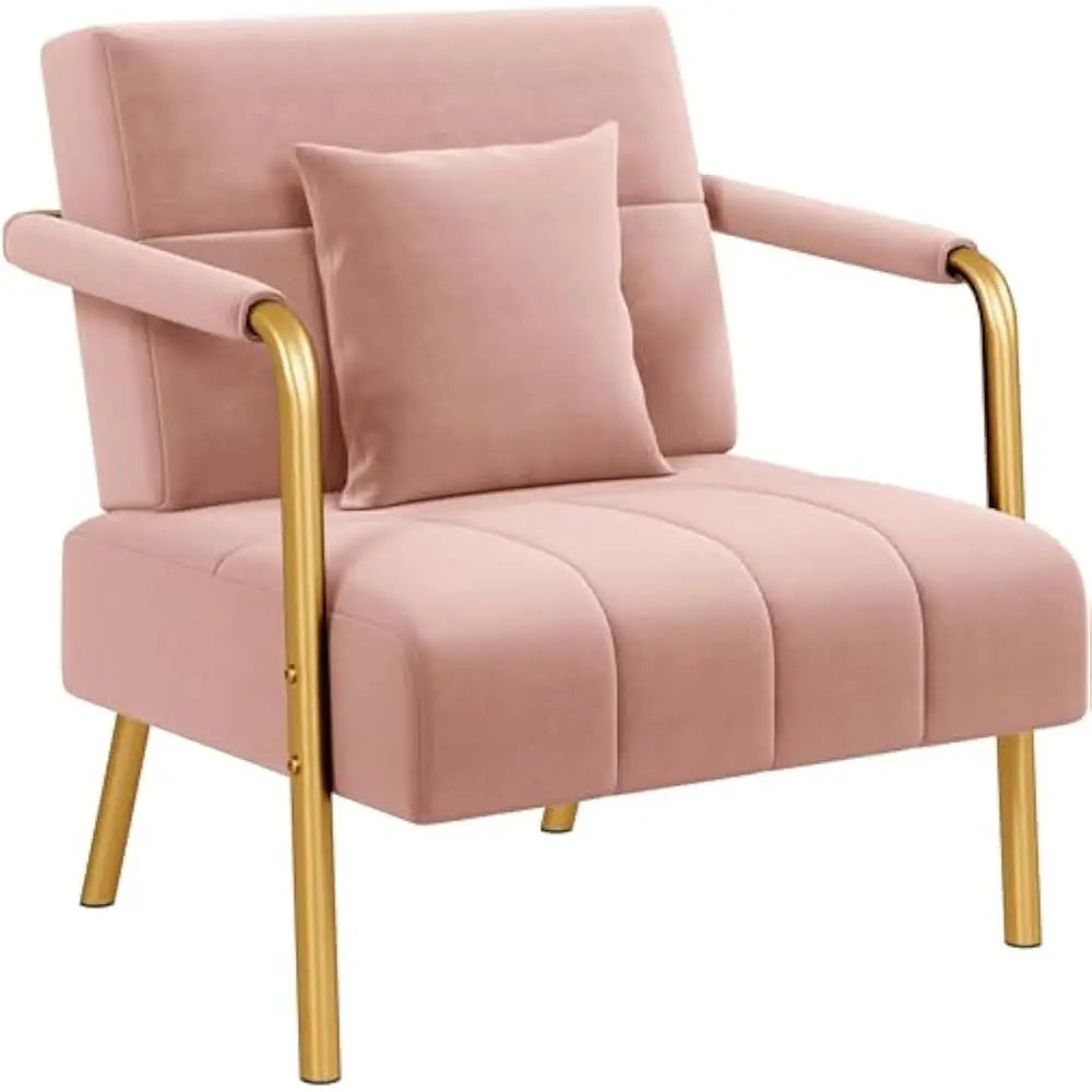 Luxurious Velvet Sofa with Gold-Tone Arms for Living Room
