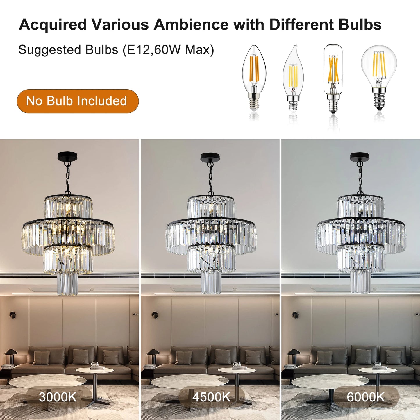 ARLGSITE Luxury Crystal Chandelier Flush Mount Ceiling Light