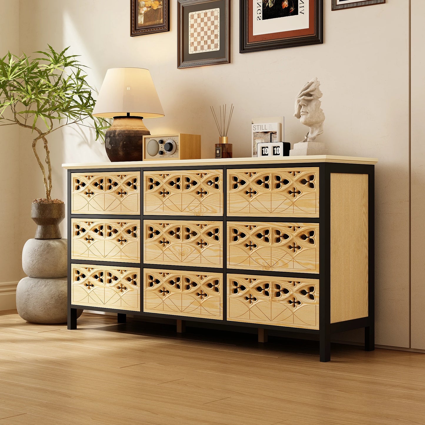 FUFU GAGA Modern 9 Drawer Chest of Drawers for Home Storage