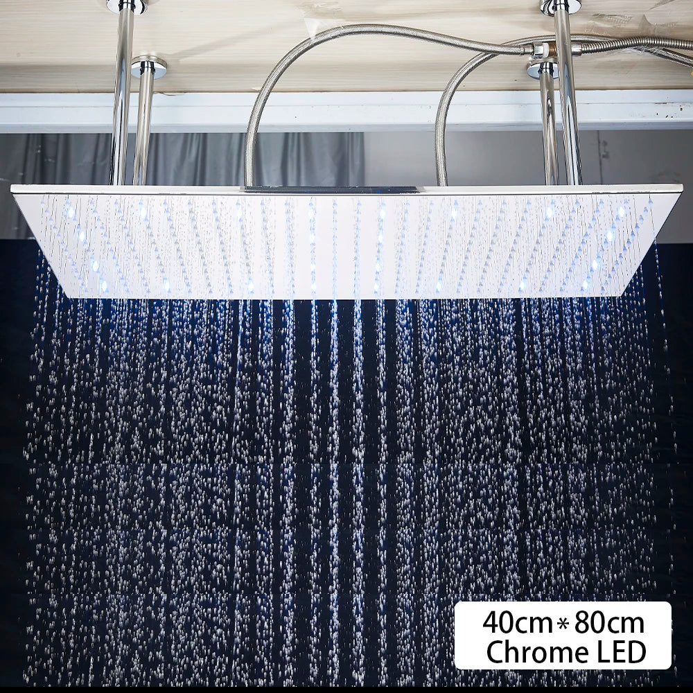 Black Intelligent Remote Control Rainfall Shower Head System