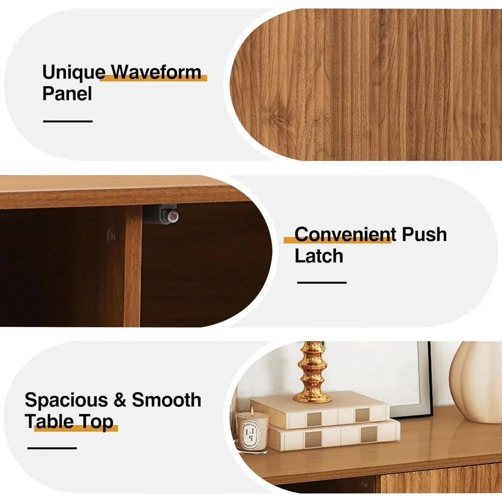 Rustic Walnut TV Stand and Coffee Table Set with Storage