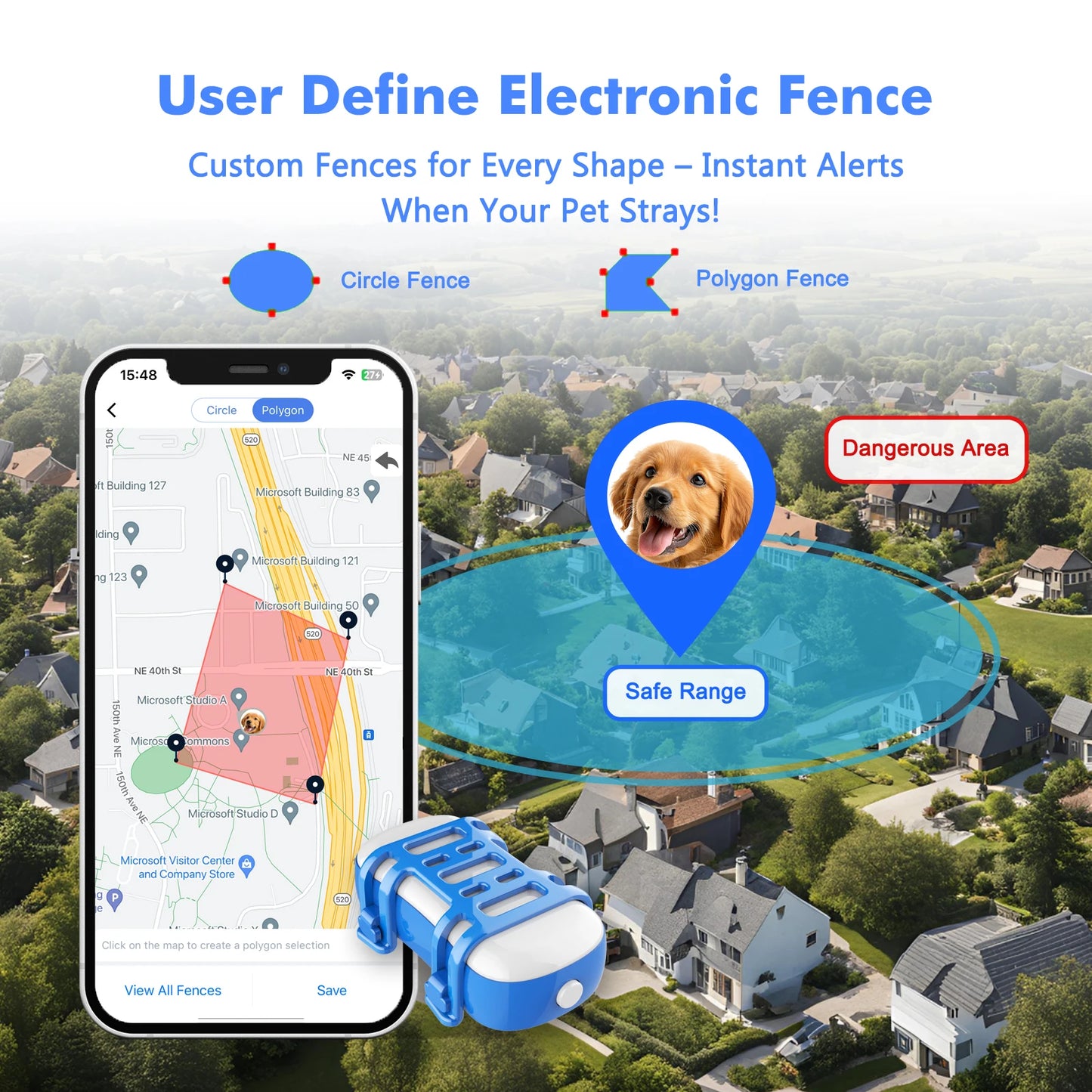 4G Waterproof GPS Tracker for Dogs and Cats with Live Tracking