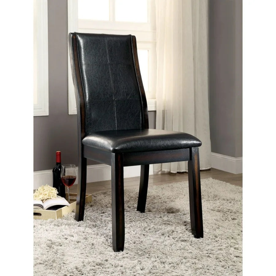 Transitional Dining Room Side Chairs Set of 2 Brown Cherry
