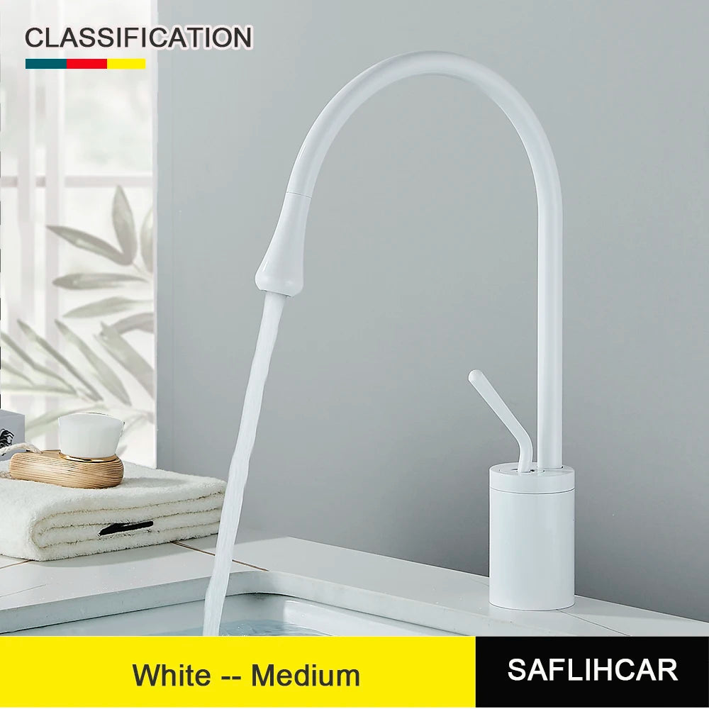 Brushed Gold Basin Faucet Deck Mounted Mixer for Bathroom Sink