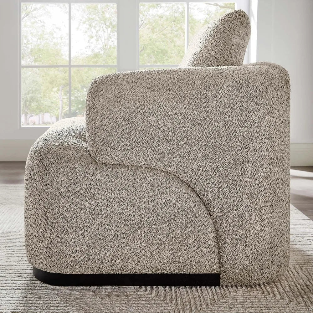 Modern Oversized Boucle Accent Chair with Throw Pillow
