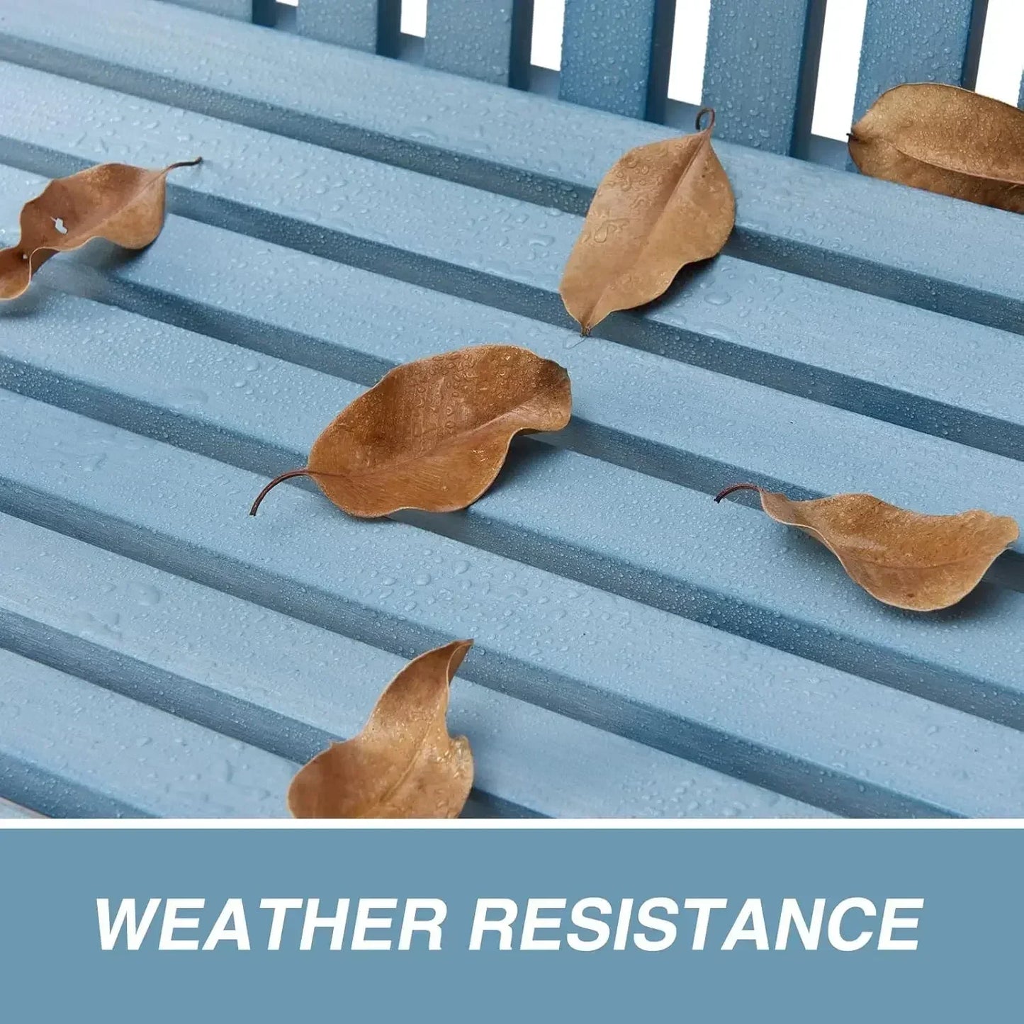 Blue 2-Person All-Weather Garden Bench for Patio and Park