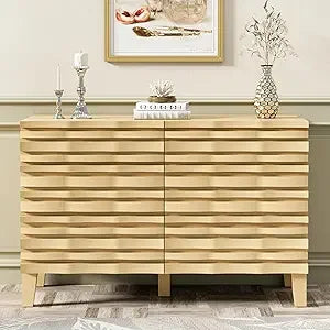 Mid Century Modern Solid Wood 6 Drawer Dresser for Bedroom
