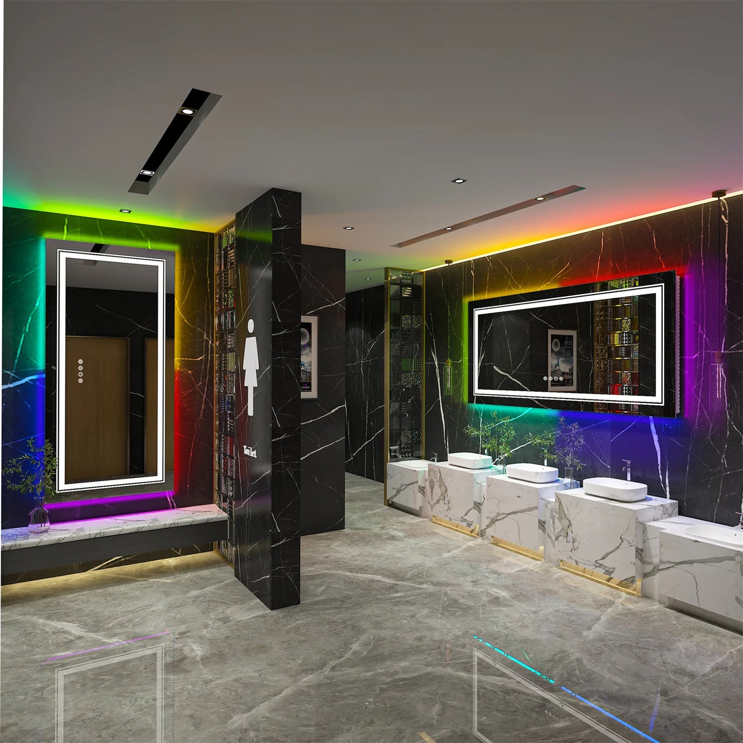 Large RGB Color Changing Backlit Bathroom Vanity Mirror
