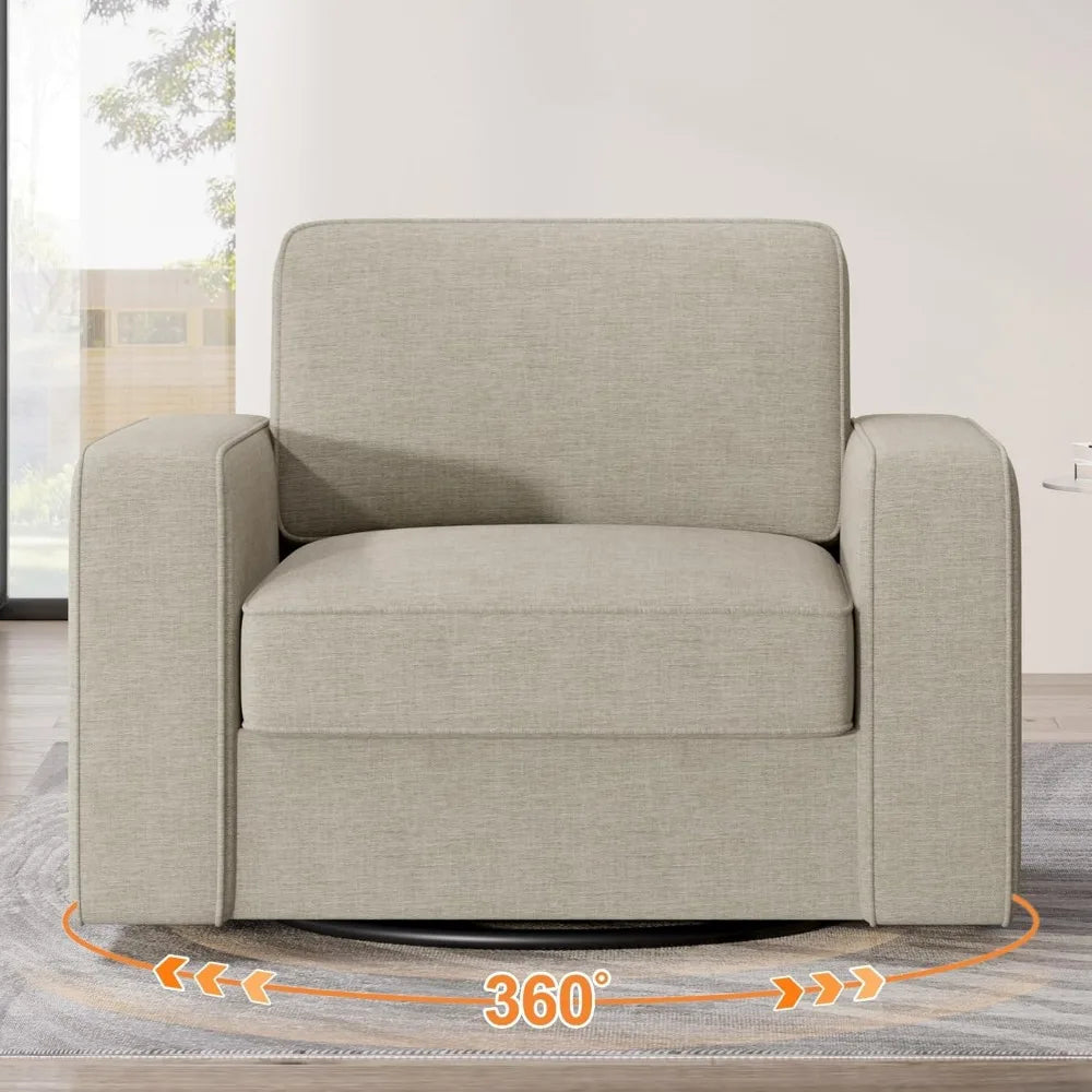 Beige Swivel Accent Sofa Chair Set of 2 for Living Room Office