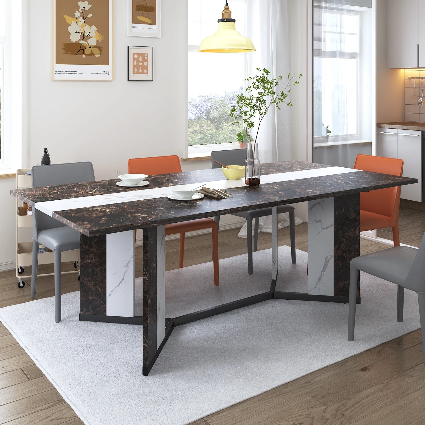 Large Luxurious Rectangular Dining Table for 6 to 10 People