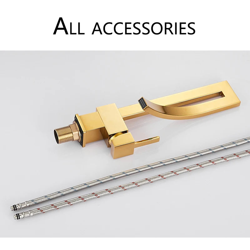 Wanmivezlo Brass Waterfall Mixer Faucet for Bathroom Sink
