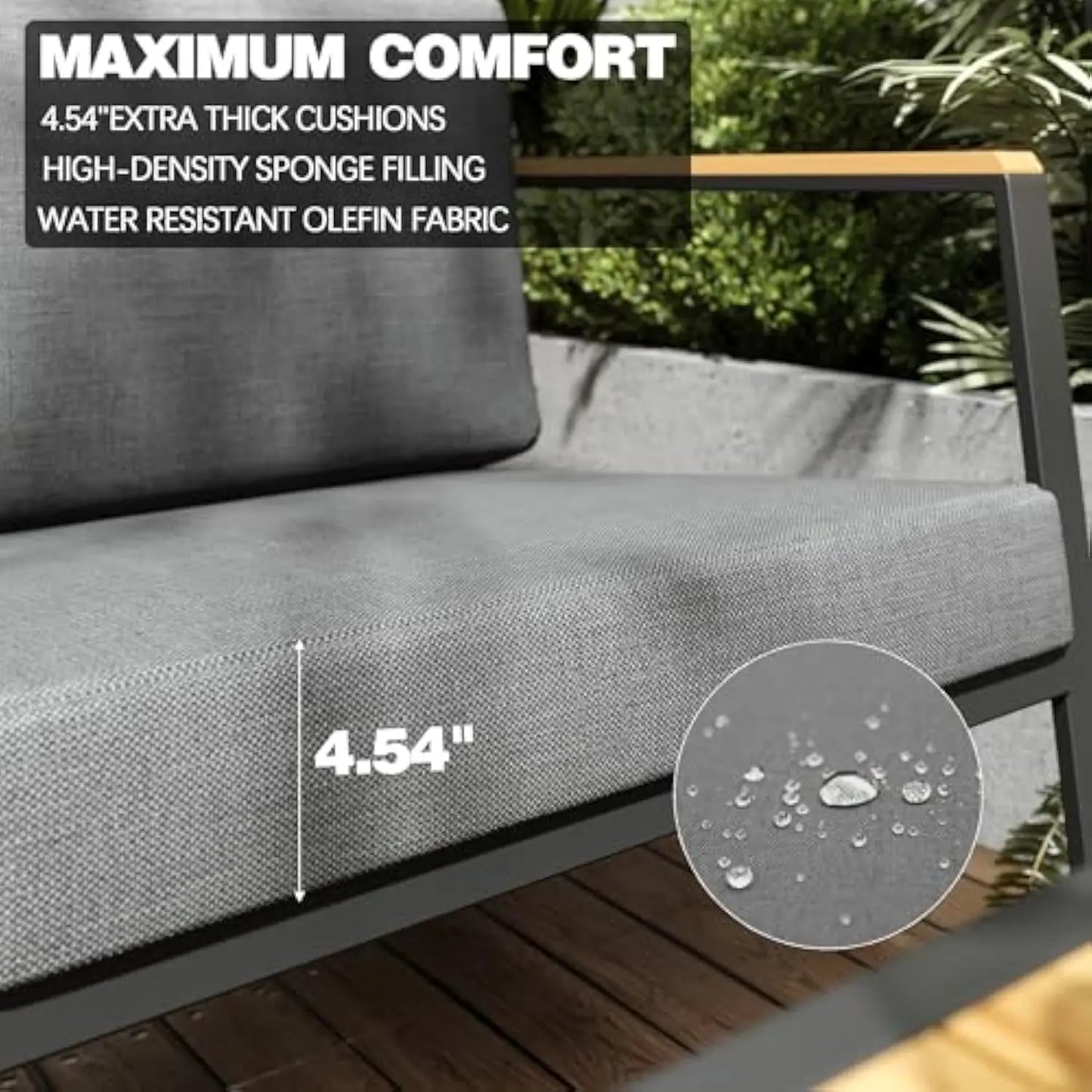 4 Piece Aluminum Outdoor Patio Furniture Set with Cushions