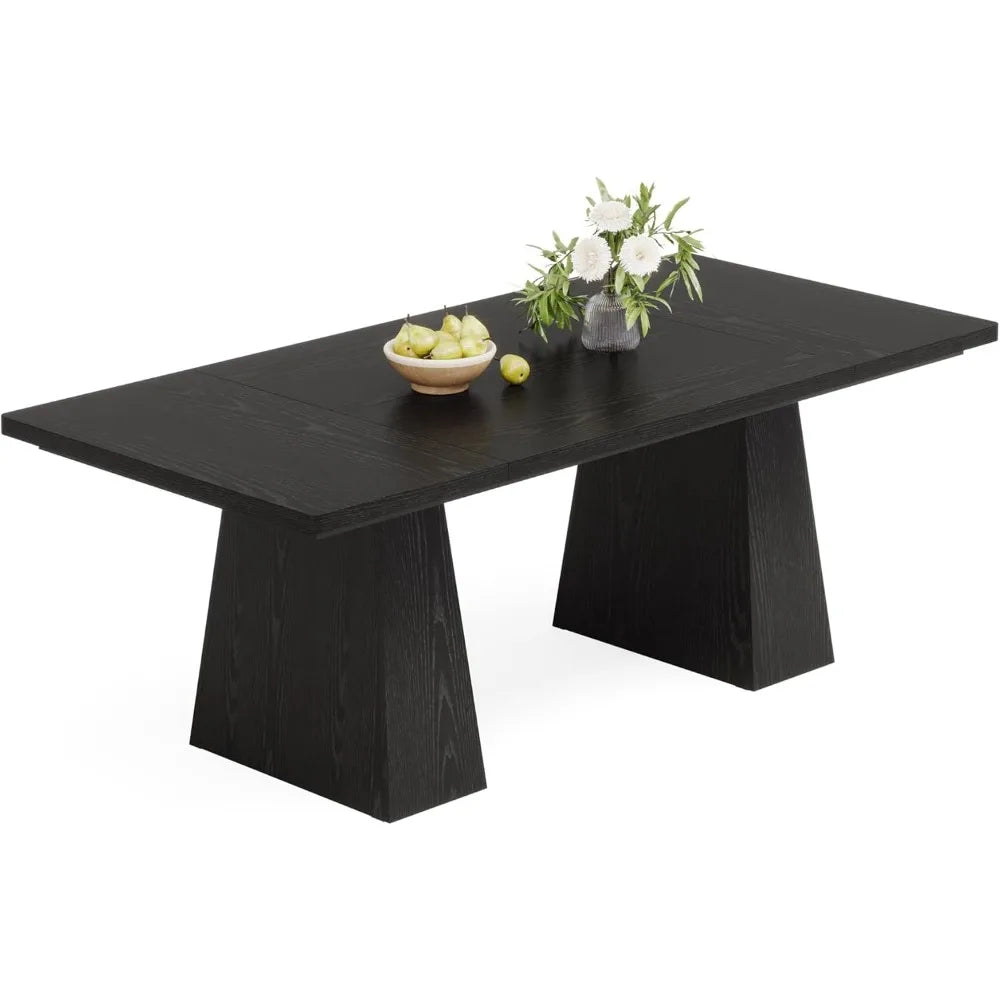 Modern 63 Inch Black Dining Table for 4 to 6 People