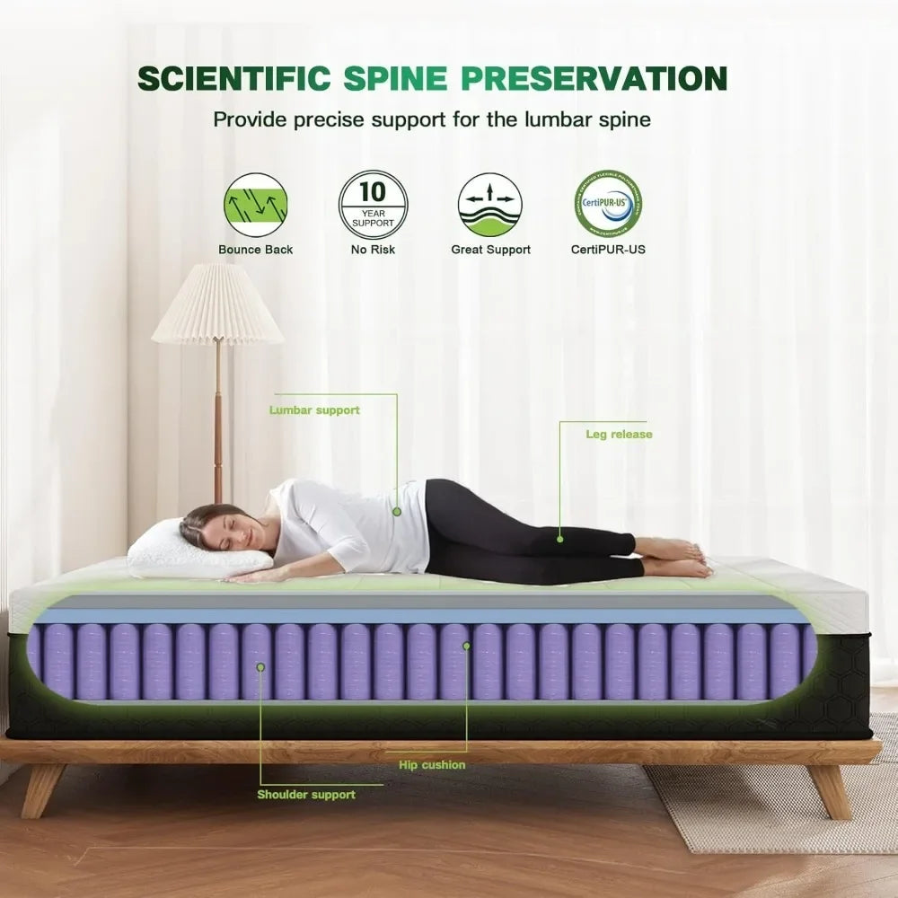 10 Inch Hybrid Mattress in a Box Medium Firm Back Pain Relief