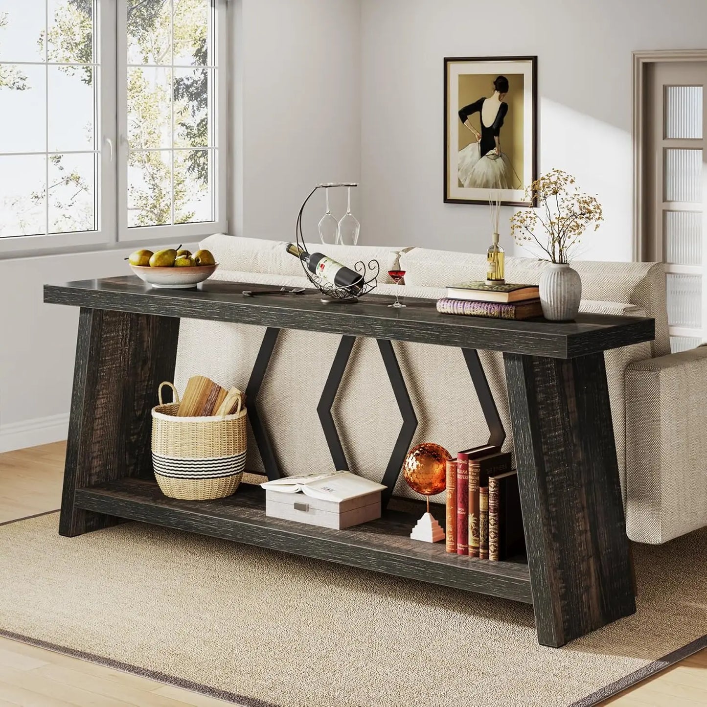 Farmhouse Console Table for Living Room and Entryway Decor