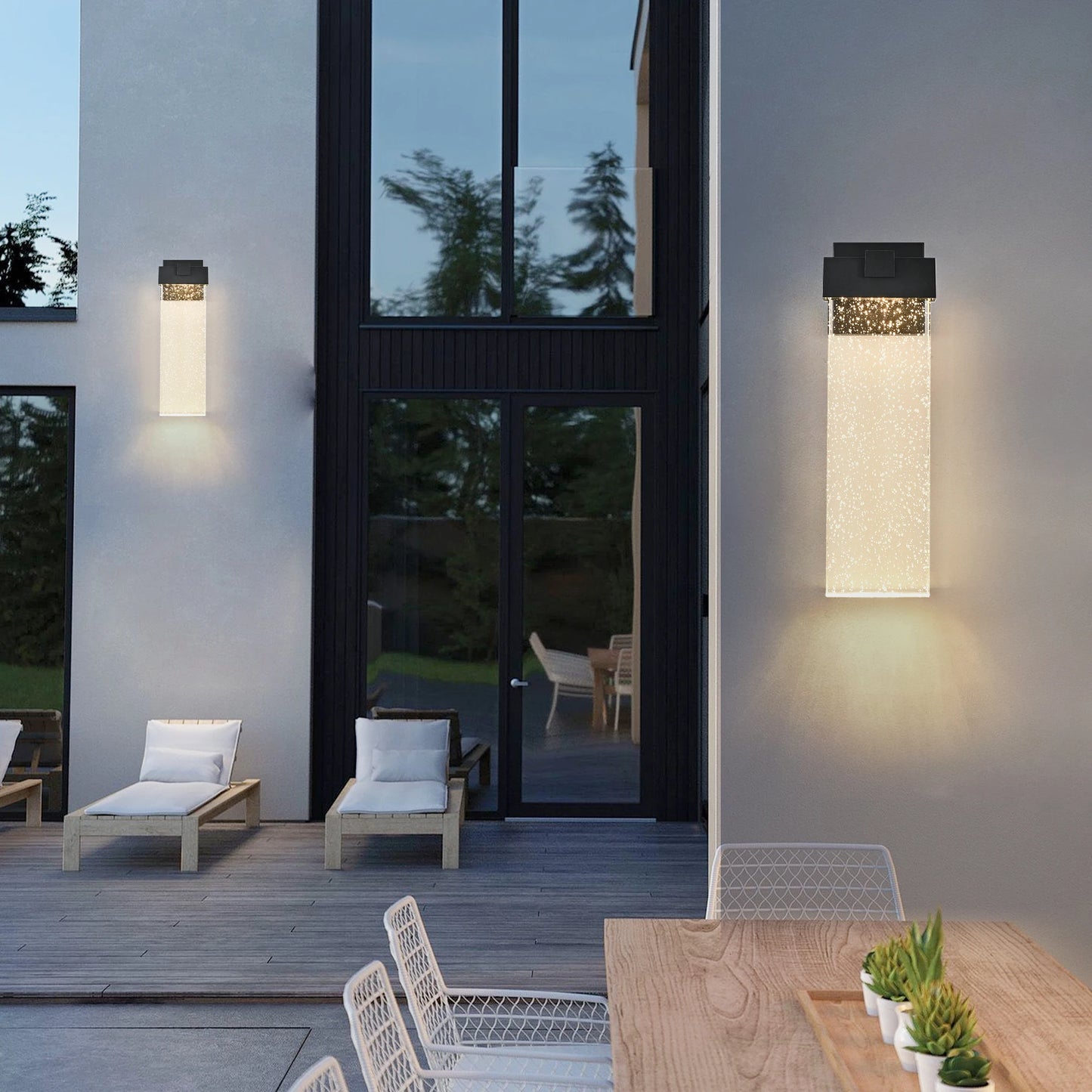 Modern Outdoor LED Wall Light Fixture with Bubble Crystal Finish