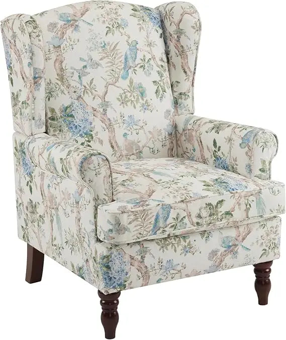 Floral Accent Chair with High Back Upholstered Armchair