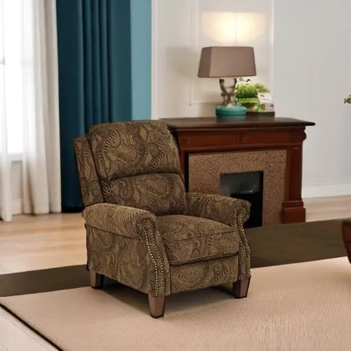 Beaumont Warm Brown Paisley Recliner Chair for Comfort and Style