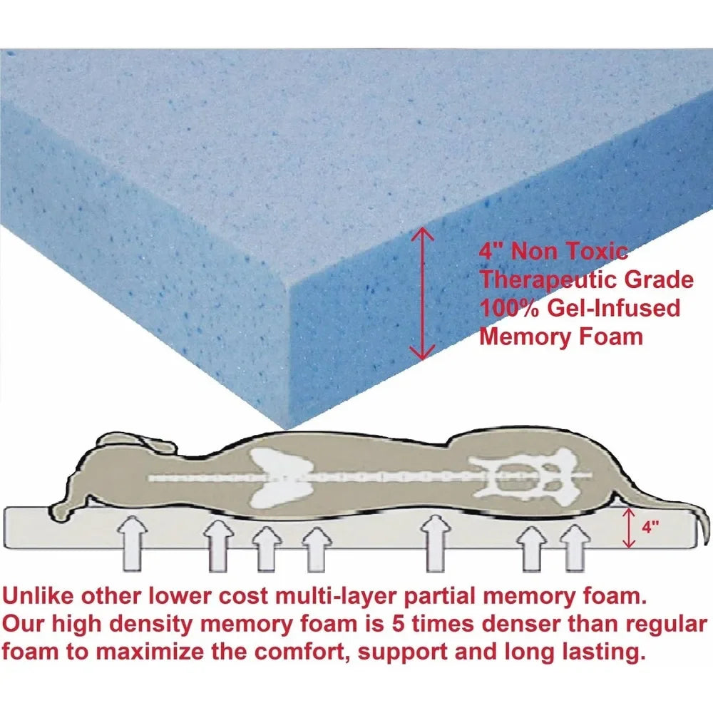 Orthopedic Gel Infused Memory Foam Dog Bed for Large Pets