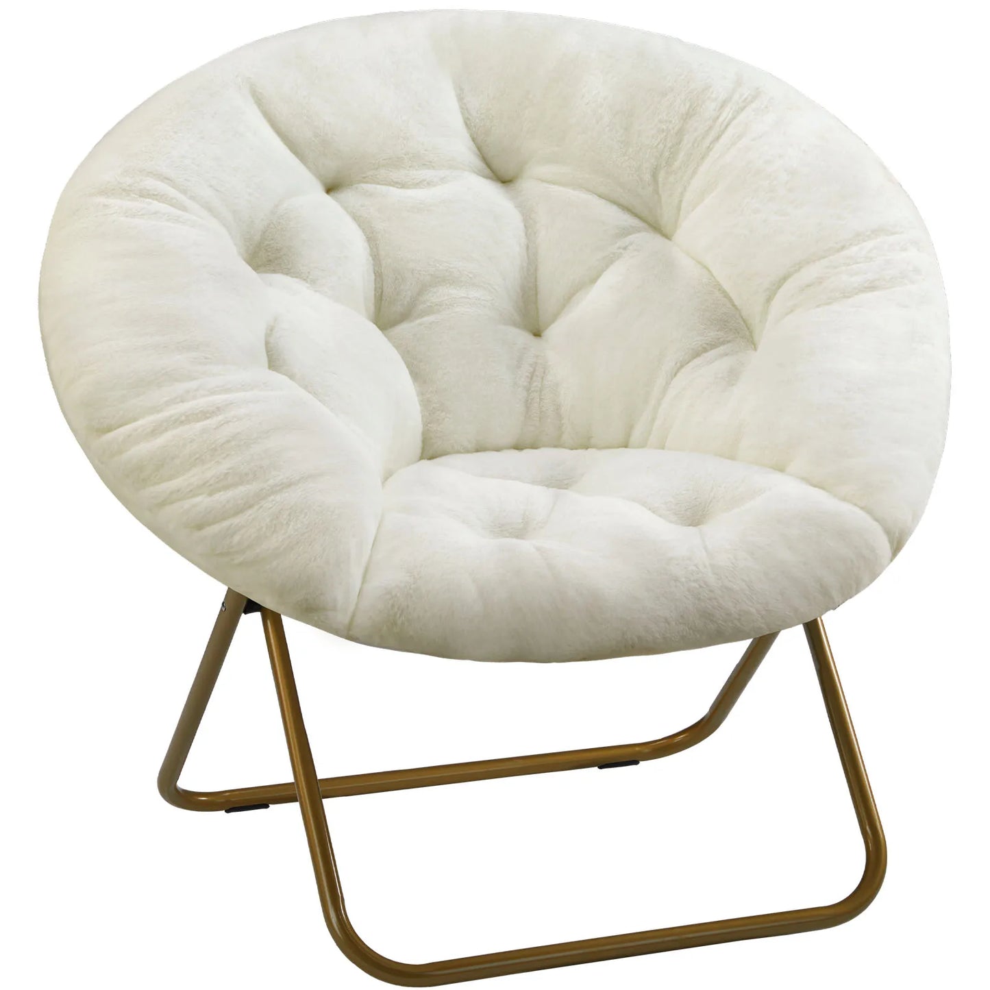 JHK Cozy Faux Fur Saucer Chair With Thick Padded Seat