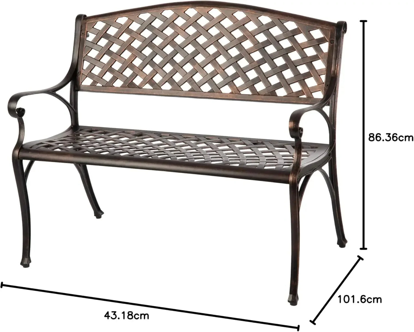 Patio Sense Lightweight Aluminum Garden Bench in Antique Bronze