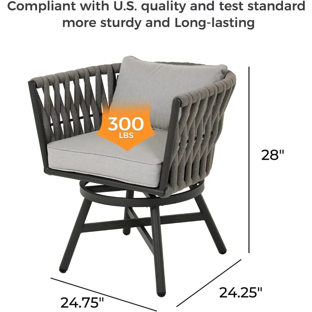 7-Piece Outdoor Dining Set with Swivel Wicker Chairs and Table