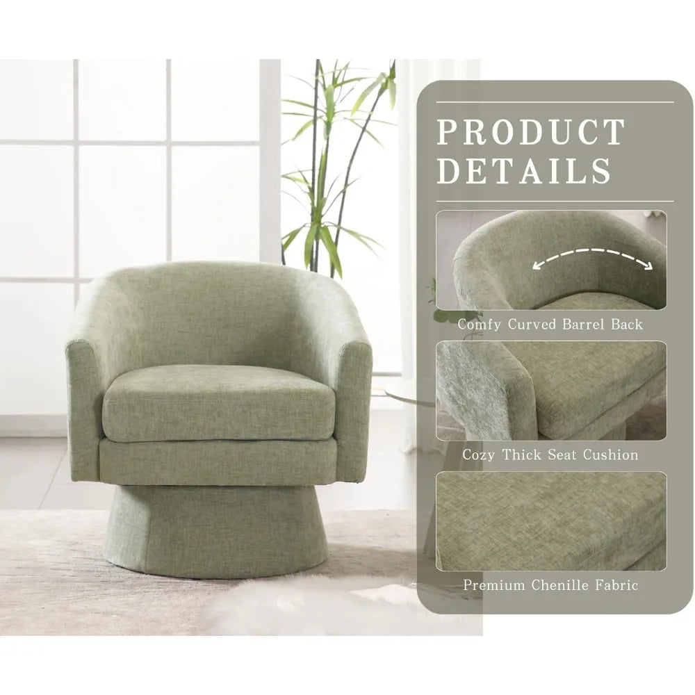 Green Swivel Accent Chairs Set of 2 Cozy Upholstered Design
