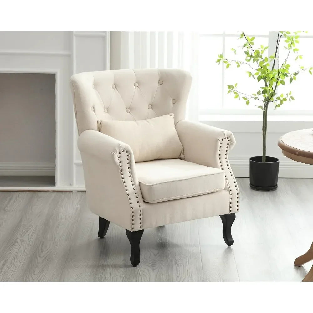 Mid Century Modern Upholstered Reading Arm Chair for Bedroom
