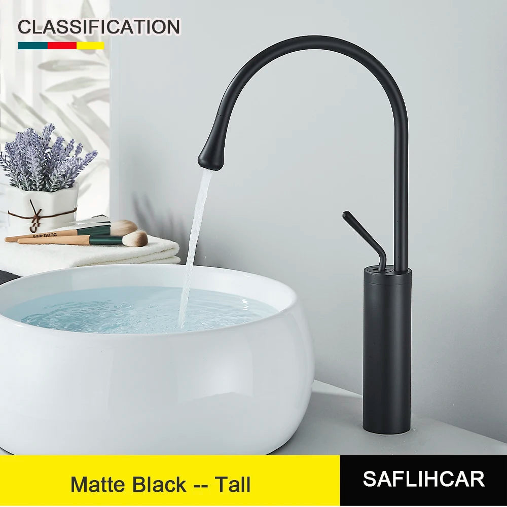 Brushed Gold Basin Faucet Deck Mounted Mixer for Bathroom Sink