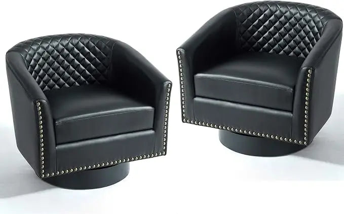 Faux Leather Barrel Accent Chairs Set of 4 Comfy Modern Design