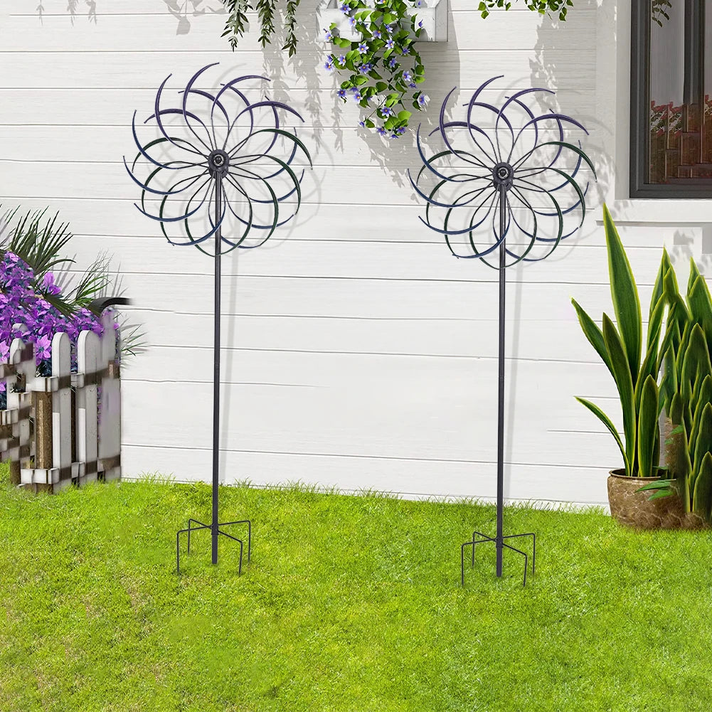 Double-Layer Metal Windmill Ornament for Garden Decoration