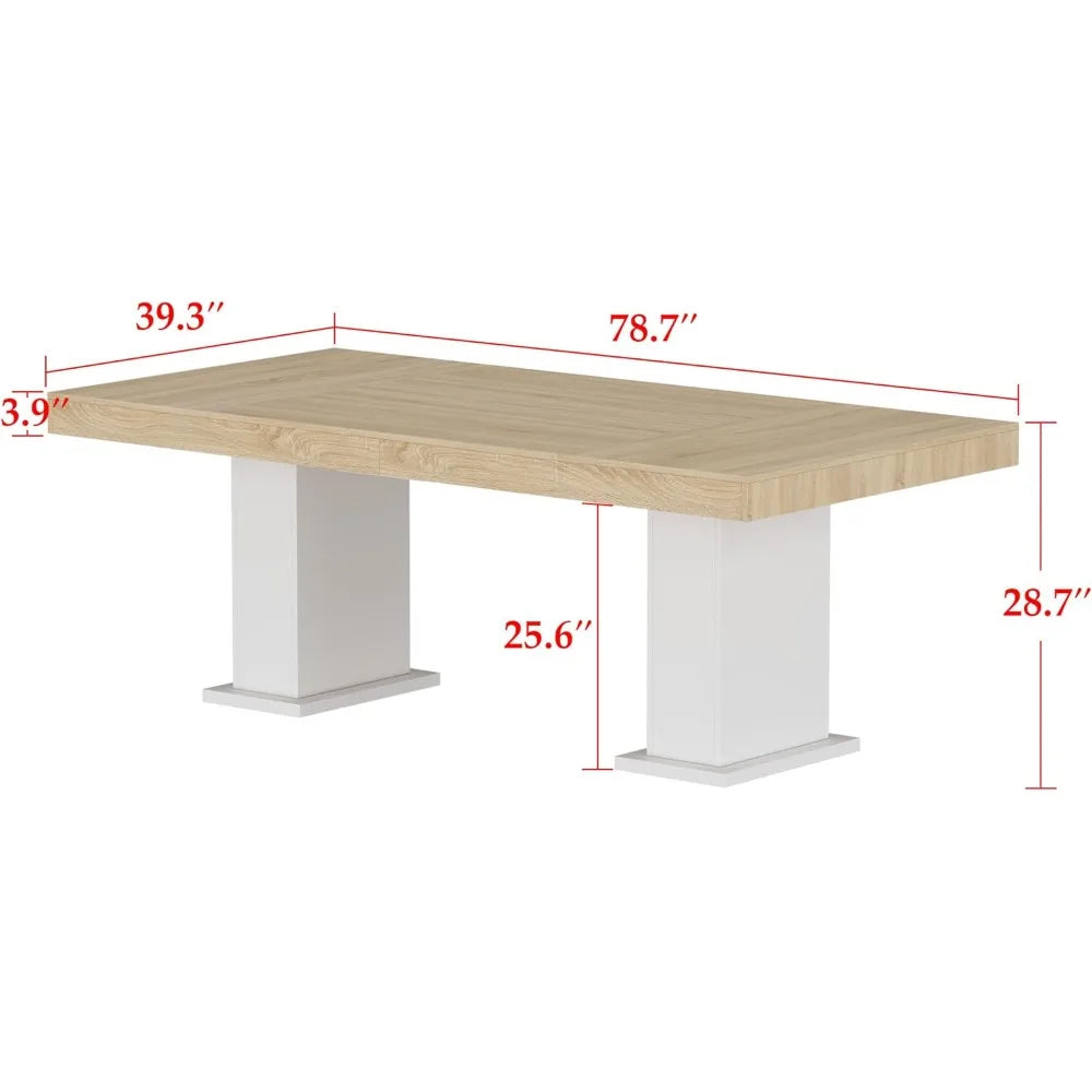 Modern 78.7 Inch Rectangular Dining Table for 8 to 10 People