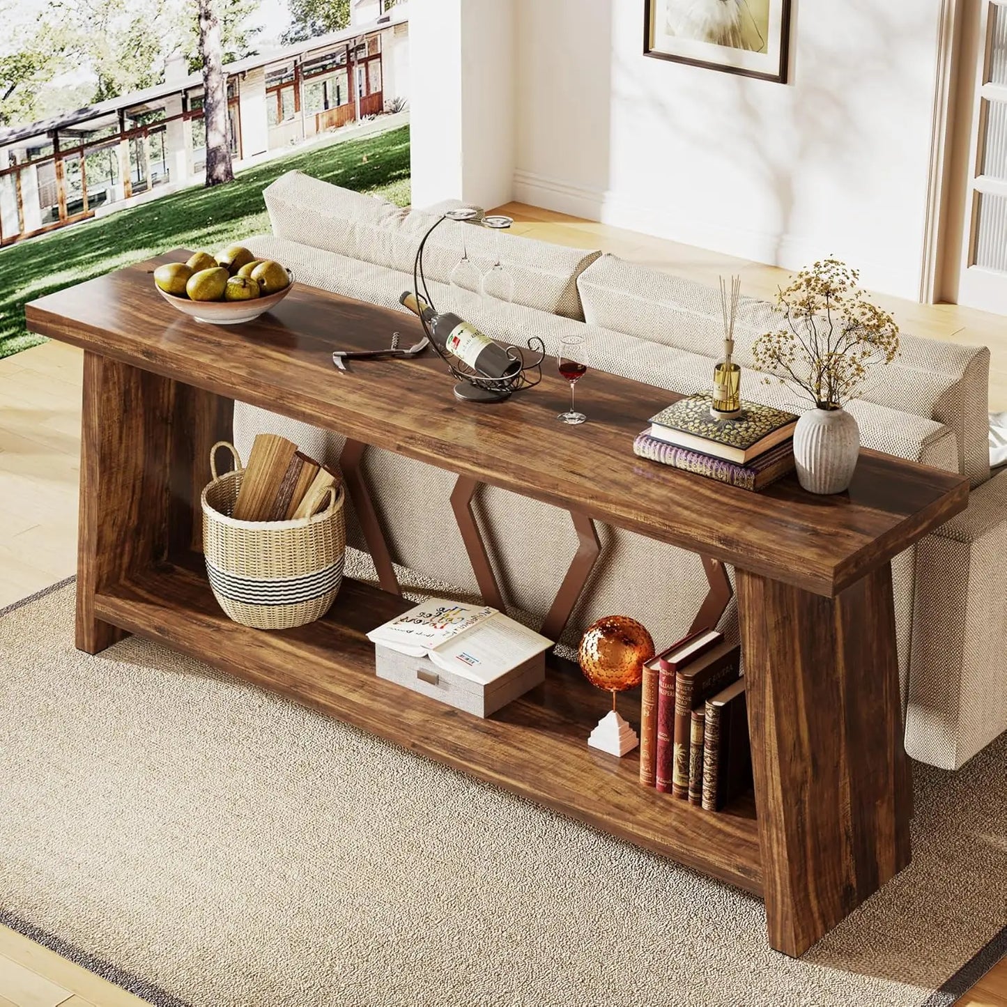 Farmhouse Console Table for Living Room and Entryway Decor