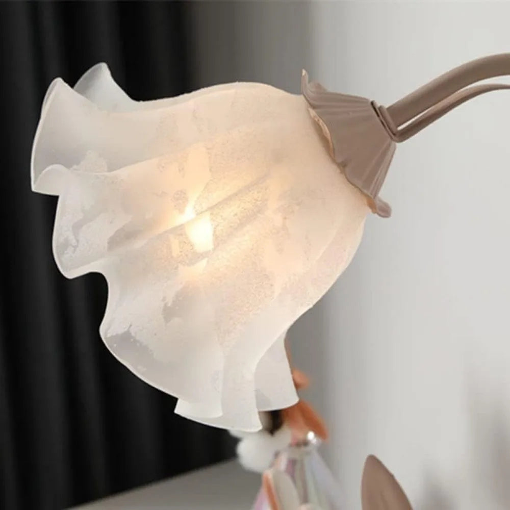 Lily Flower Shaped LED Desk Lamp with Bent Glass Shade