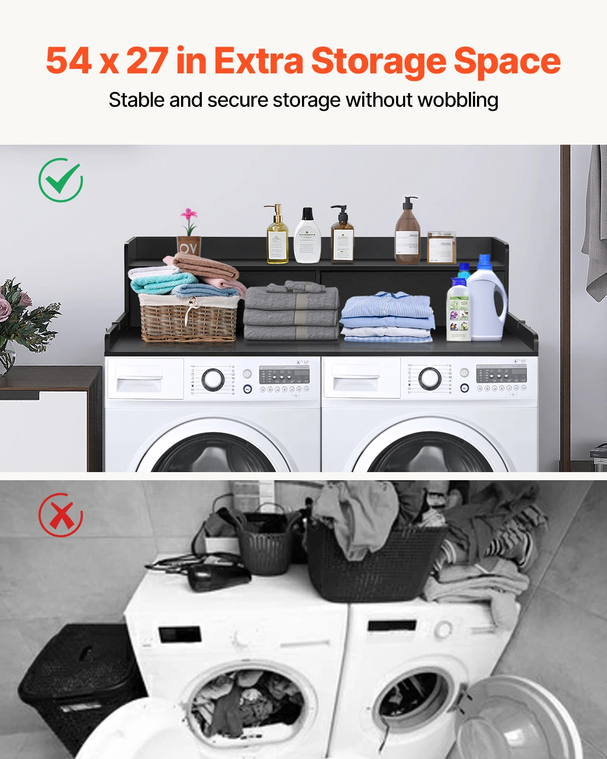 SucceBuy Washer Dryer Countertop with Drawer for Laundry Organization