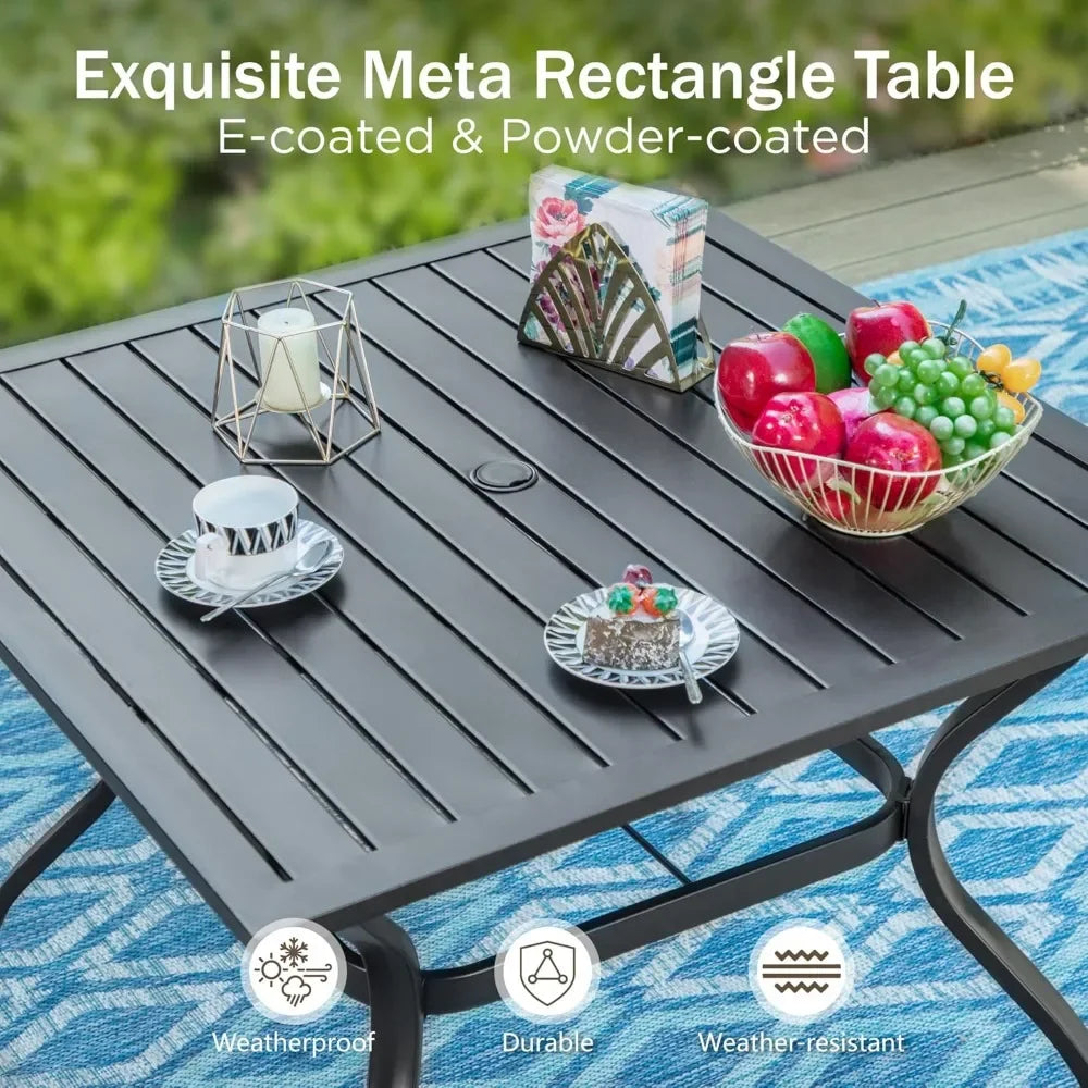 5 Piece Outdoor Dining Set with Cushioned Chairs and Umbrella