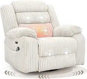Power Swivel Rocker Recliner Chair with Massage and Heat