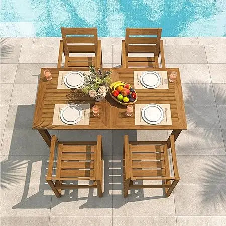 Black 5-Piece Patio Table and Chairs Set for Outdoor Dining